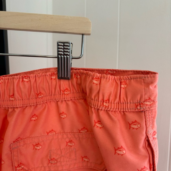 Southern Tide Fish Allover Orange Lined Swim Trunks Shorts Mens XL 7.5” Inseam - Picture 1 of 9